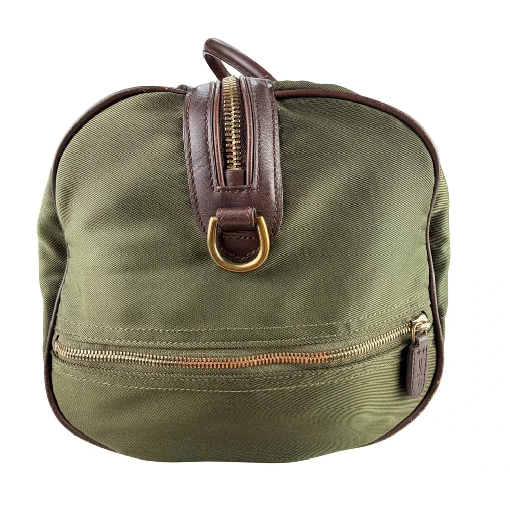 POLO GOLF CHARLESTON Canvas Leather Trim Duffle Bag Olive Green Travel Weekend